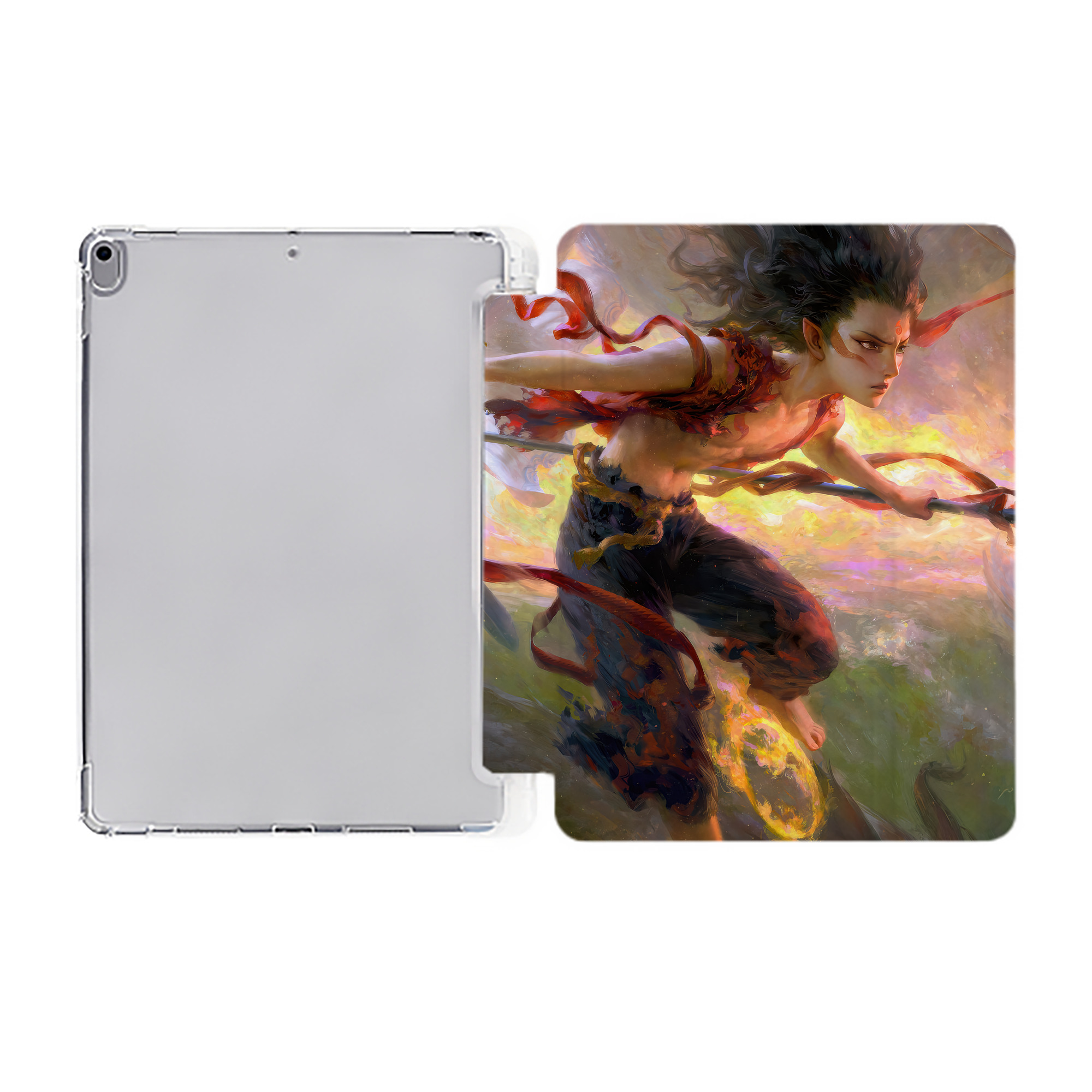 （画像用） Ne Zha 2 ナタ 魔童の大暴れ IPad ケース ペン収納付き 三つ折りスタンド PUレザー×シリコン 対応機種9.5/10.5/10.9インチ